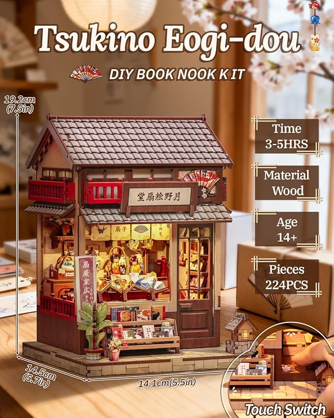 Book Nook Kit, DIY Miniature House Kits for Adult and Teens, Dollhouse Tiny Booknook Garden House Bookshelf, DIY Craft Gifts for Family and Friends