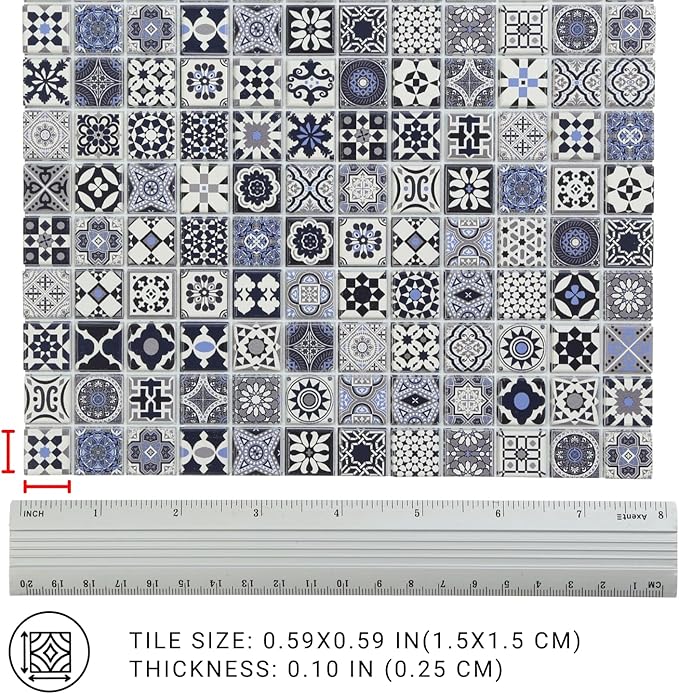 150 pcs, Dollhouse Flooring, 1:12 Scale Doll House Tiles, Miniature Checkerboard Floor, REDUCIO! (Midnight Mosaic)