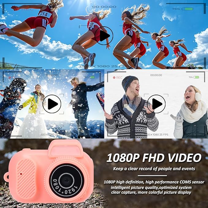 Mini Keychain Camera, FHD 1080p 8MP Mini Digital Camera with 32GB SD Card, 0.96" HD Display, 100 Mins Battery Life for Travel Recording Birthday Gifts (Retro, Pink)