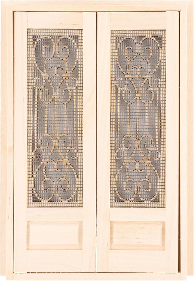 AUEAR, 1:12 Miniature Furniture Unpaint Wooden Doors for DIY Scene Home Craft (2 Horizontal Panel)