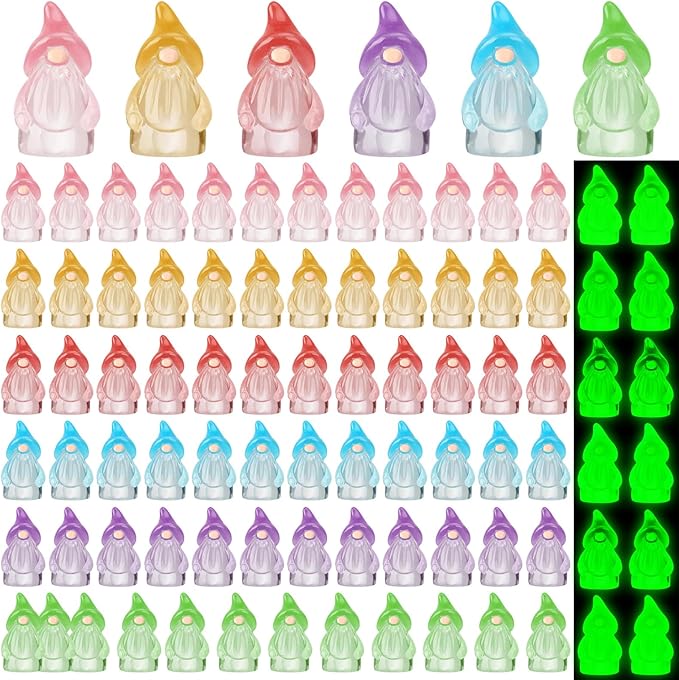120 Pcs Mini Resin Luminous Gnomes Bulk Tiny Fairy Resin Statues Glow in The Dark Small Gnomes Miniature Figurines for Landscape Outdoor Patio Yard Lawn Plant Pots Fairy Decor (Classic)