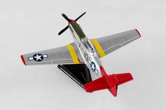 Daron P-51D Mustang Die-Cast Model – 1:100 Scale WWII Long-Range Fighter Replica, Tuskegee Airmen Edition, Highly Detailed, 4” Length x 4.5” Wingspan, Adult Collectible Ages 14+