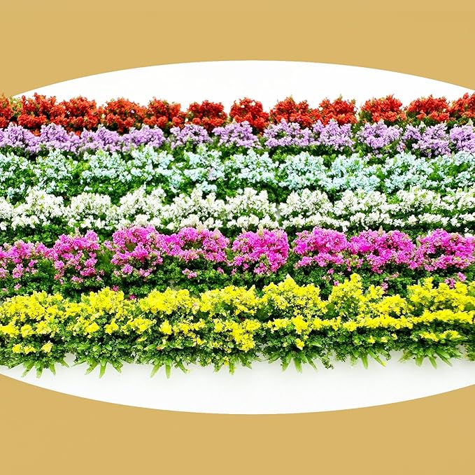 Woohome 6 PCS Static Grass Model Flower Cluster Model Grass Tufts Set for DIY Miniature Train Landscape Terrain Railway Scenery Decorations