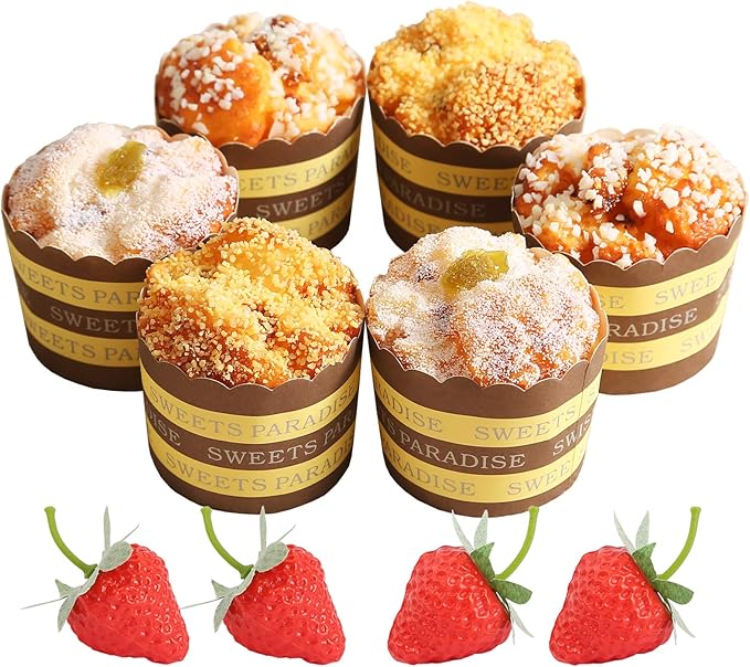 Joeabor Fake Cupcakes, Artificial Cupcakes for Display, Realistic Fake Food, Artificial Cake Fake Desserts Pastries for Decoration, Decorative Faux Cakes Set A 6 Pack