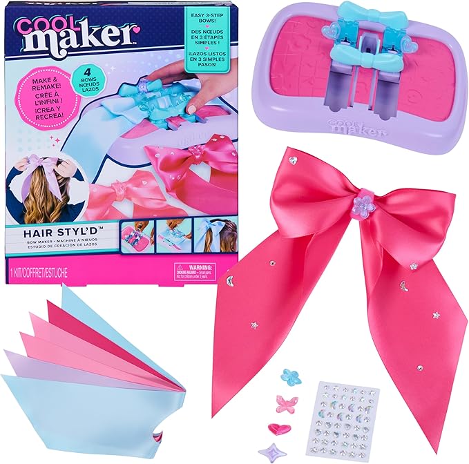 Cool Maker, Hair STYL’d Bow Maker, Make & Remake 4 Bows, Hair Accessories Arts and Crafts Kit, Kids Toys for Girls Ages 6 and up