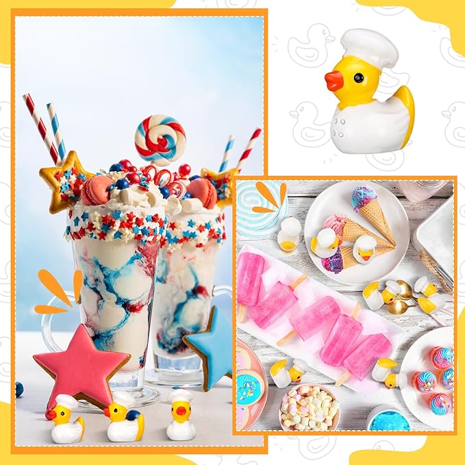 100 Pcs Themed Ducks Resin Ducks Resin Party Decorations for Crafts Making DIY Miniature Landscape Micro Decor Gifts (Chef)