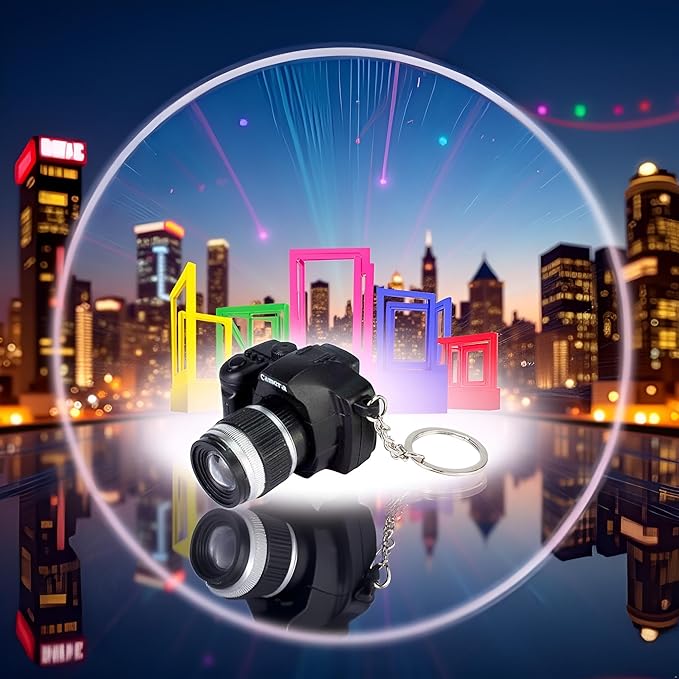 Tustao Mini Camera Design Keychain with Sound, Cute Novelty Ring for Child Toy, Creative Gift Key Chain Decorative, Unisex-Adults, Modern Style, M Color