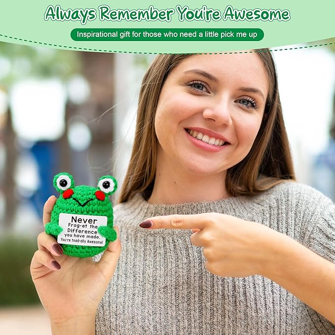 Christmas Thank You Gifts for Women, Coworker, Teacher, Nurse, Boss, Emotional Crochet Frog Animals Support Retirement Farewell Going Away Appreciation Gift - Never Forget The Difference You Make