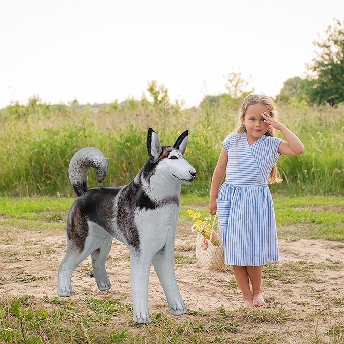 Jet Creations Inflatable Husky Dog Alaskan Pet Animal 32 inch Long for Party Decoration Gift Stuffed Animals Pool Toy an-Husky, Multi