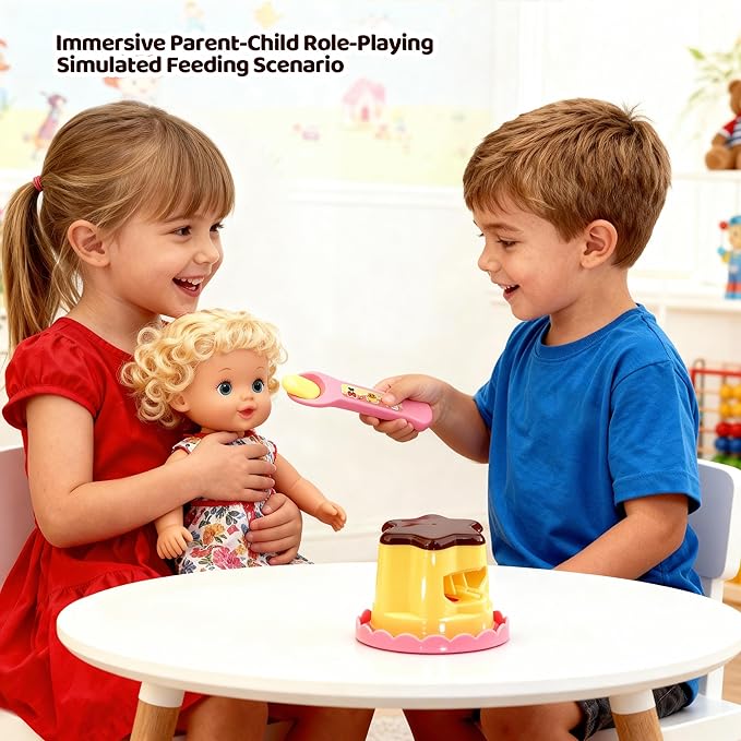 Pudding Feeding Toys Doll Toy Foods Set for Toddlers 3 4 5 6 Feeding Toy Perfect for Doll Role Play for 3 4 5 6 7 Year Old Girls with Spoon（2 Pieces）