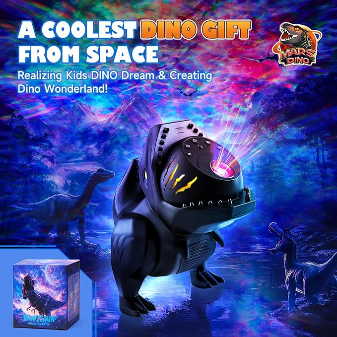 Dinosaur Galaxy Projector for Kids, Non-Glare 316 Lightings Star Projector Galaxy Light,22 White Noise +5.3 Bluetooth Speaker Dinosaur Night Light, Nightlight for Kids Room, Dino Gifts