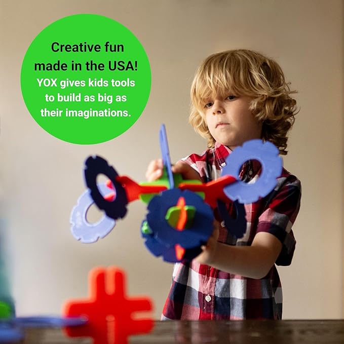 Box of YOX, Creative Educational Building & Construction STEM Toy Set for Kids, Learning Toys for Children Ages 4-10, Boys & Girls Fun Gift, Preschool & Classroom Toys, 50 Parts, Storage Box Included