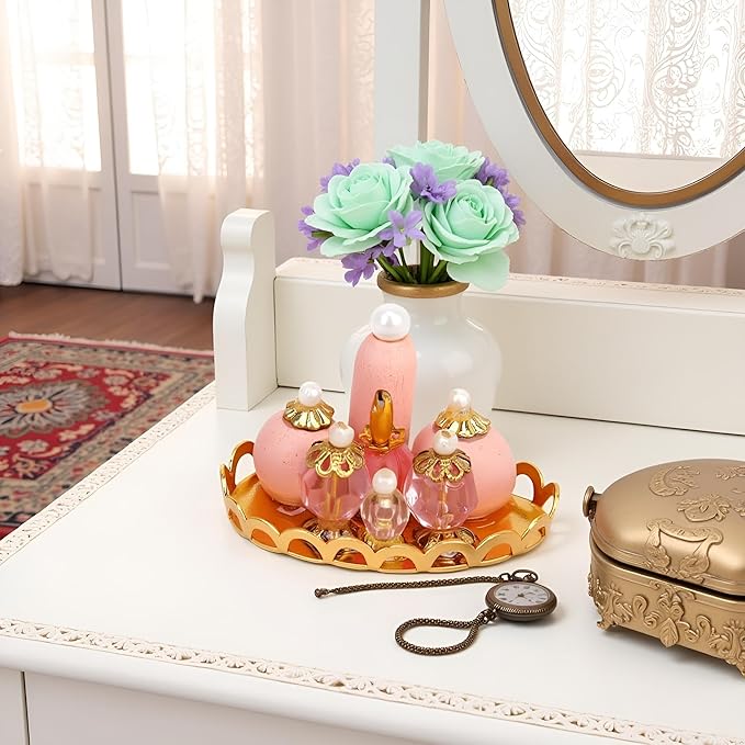 1Pc Pink 1/12 Miniature Perfume Tray Dollhouse Decoration Accessories, Dollhouses Accessories，Dollhouse Decor，Miniature Dollhouse DIY Accessorie
