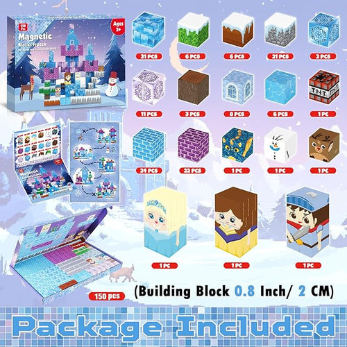 150PCS Magnetic Blocks - Magnet Building Blocks, Magnet Cubes Tiles Princess Castle Toy, STEM Montessori Sensory Stacking Toys Birthday Gift for Kids Ages 3 4 5 6 7 8 9 10 Years Old