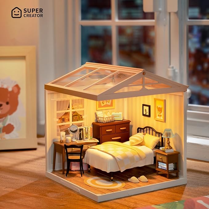 Wowood Super Creator-Mini Blocks Model Building Set for Adults, Miniature Plastic House Kit Super Store-Building Blocks Toys, DIY Crafts/Hobbies for Adults (Sweet Dream Bedroom)
