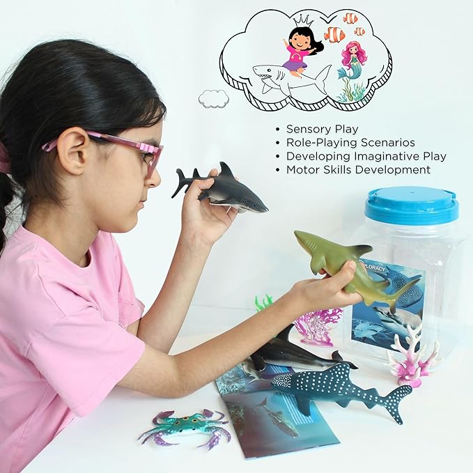 20pcs Sea Animals Toys for Kids Realistic Ocean Animal Toy Sealife Figurine Whale Shark Toys Bath Sensory Bin Play Birthday & Party Favors for Boys Girls Kids Toddlers