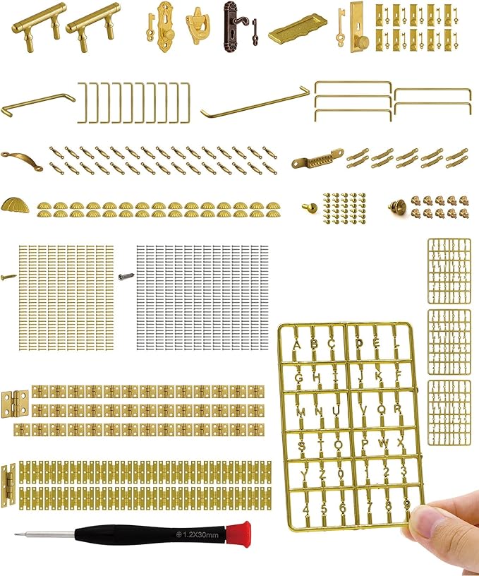 iland Miniature Dollhouse Accessories of Miniature Hinges & Dollhouse Handles & Hardware 20 Kinds Over 700 pcs