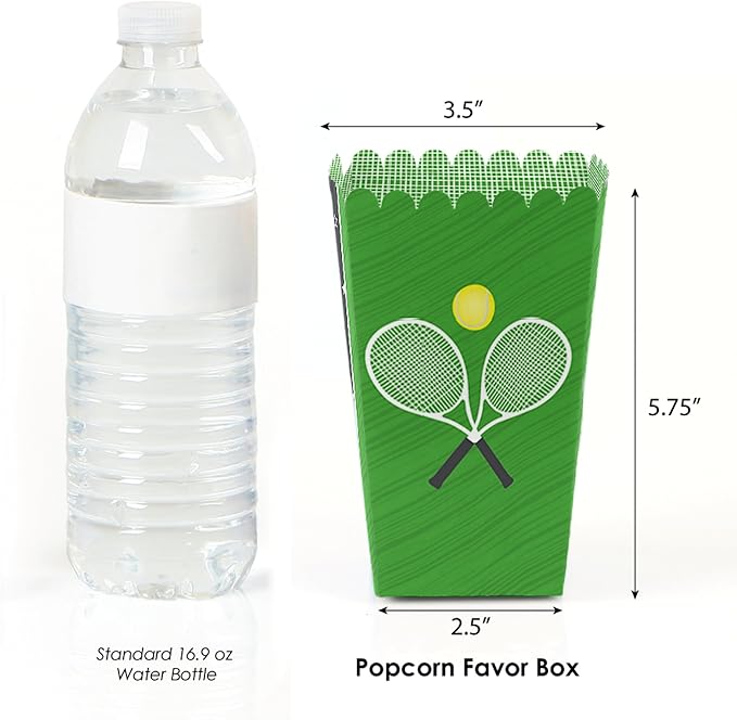 Big Dot of Happiness You Got Served - Tennis - Baby Shower or Tennis Ball Birthday Party Favor Popcorn Treat Boxes - Set of 12