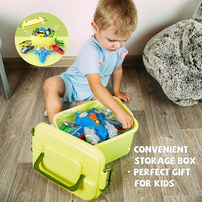 5-in-1 Magnetic Vehicles Playset Toy, Transform to Robot, Mix & Match Assembling Building Action Figures Kit with Storage Box, Birthday Gift for Kids, Boys & Girls 3 4 5 6 7 Year