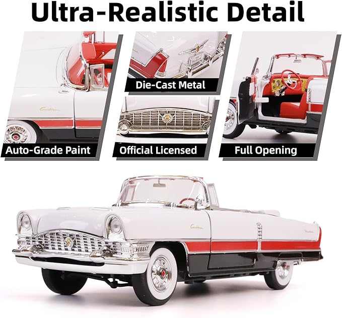 1955 Packard 1/18 Scale Die-Cast Metal Model Alloy Toy Cars with Display Case, with Opening Doors, for Kids Men and Teens Dad 14+ Year