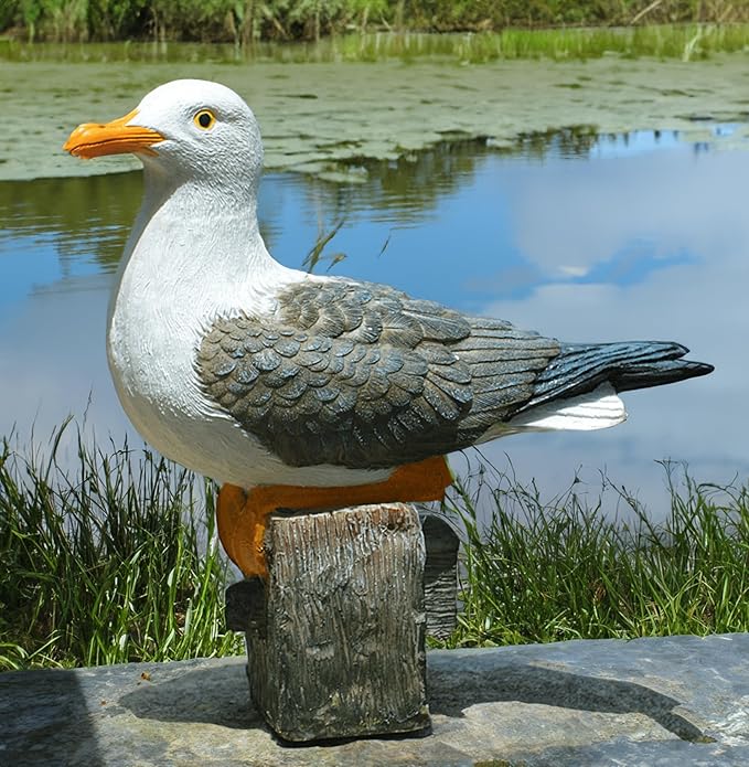 coolboy Real Seagull Figurine,Garden Bird Figurine Statue,Bird Decorations for Home,Best Indoor Outdoor Statues Yard Art Figurines for Patio Lawn House