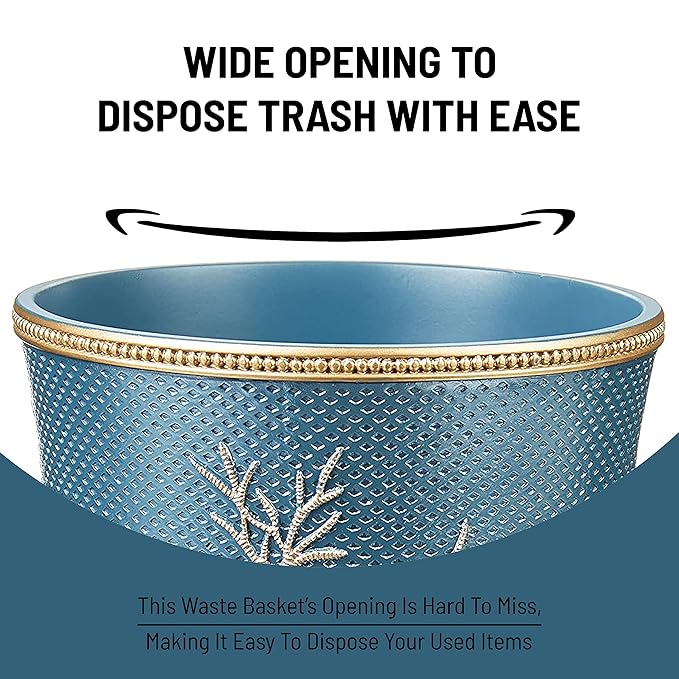 Zahari Home Decorative Trash Can for Bathroom, Office & Bedroom - 2.1 Gallons Stylish & Small Trash Can for Dorms, Desktop & Restroom - Chic Waste Basket for Compact Spaces, Capri