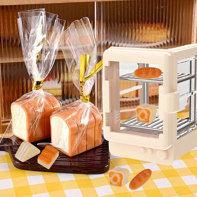 5-Piece Bakery Theme Miniature Set – 1:12 Scale Realistic Bread Box & 4 Mini Loaves – Cute Dollhouse Bakery Accessories for DIY Micro Scenes, Mini Store, Kitchen & Dining Décor & Craft Projects