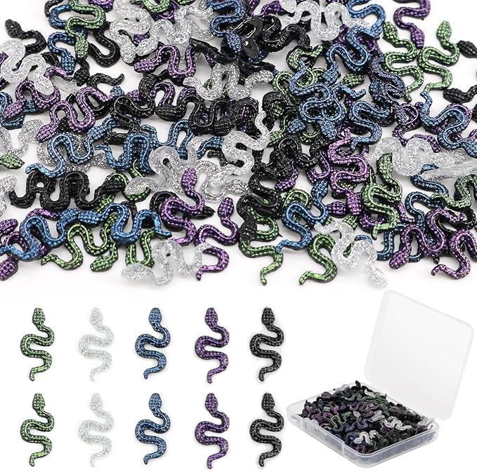 120Pcs Mini Resin Snakes, Miniature Halloween Tiny Snakes for Crafts, Micro Resin Animals Figurines for DIY Fairy Garden Dollhouse Micro Landscaping Decoration