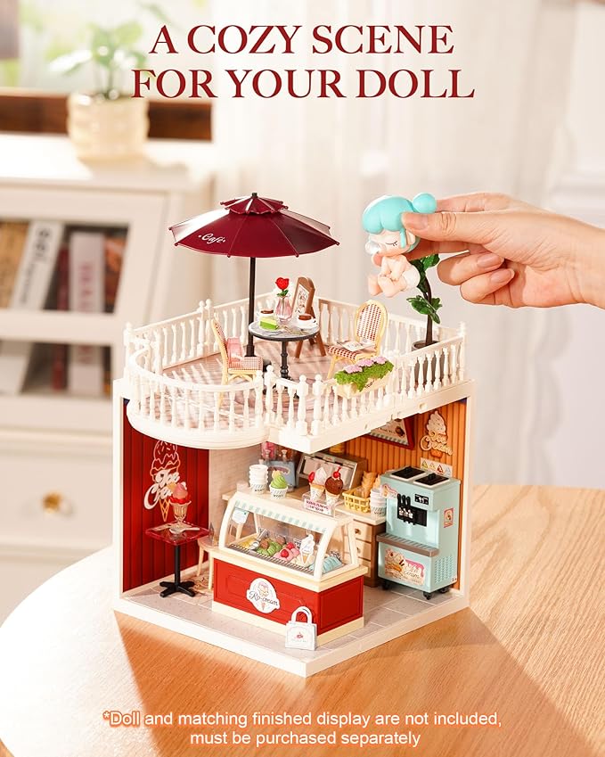 Rolife Super Creator Series Accessroies, DIY Mini Flower Garden Scenery Kit, Miniature Dollhouse Castle Building Kit's Part, Chic Café Terrace Gift for Kids Adults Women