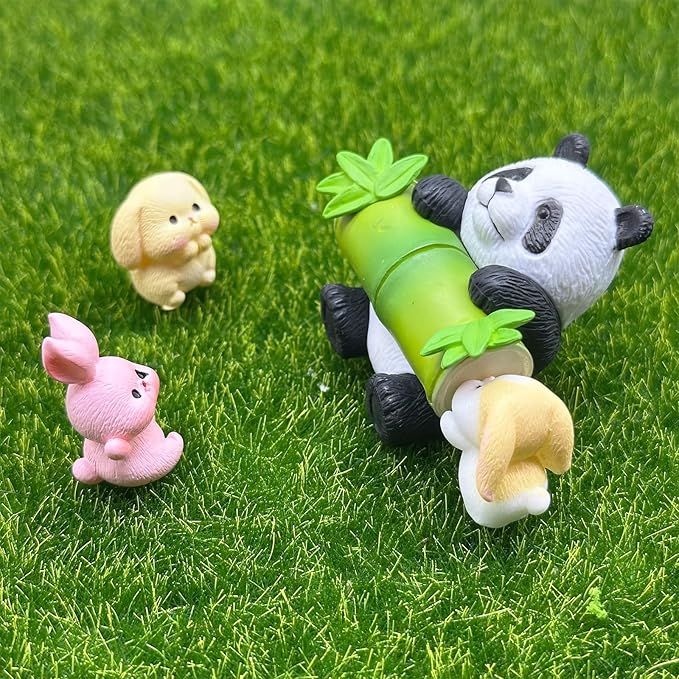 Cayway 8 PCS Fairy Garden Accessories, Mini Rabbit Set, Plastic Rabbits Miniature Resin Animals for Home Decor Fairy Garden Mini Moss Landscape Decor