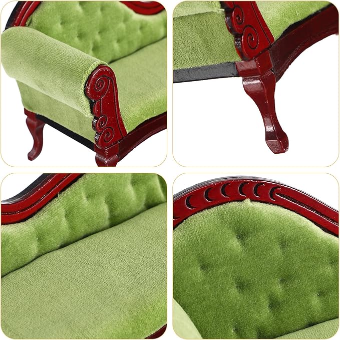 IMIKEYA Doll House Furniture Miniature Lounge Sofa Model 1/12 Scale Victorian Dollhouse Furniture Mini Sofa Decor for Dollhouse Decoration