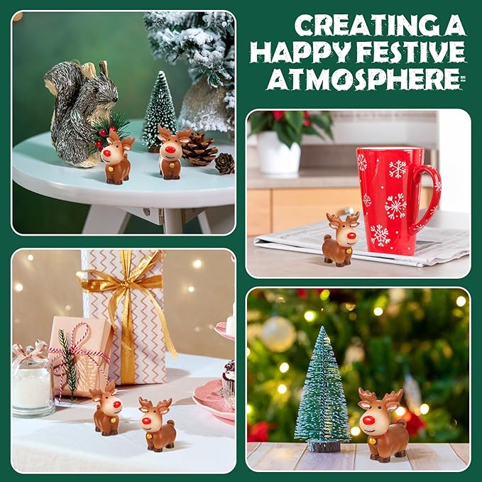 ARTIBETTER 15 Pcs Christmas Decor Christmas Miniature Deer Figurines Holiday Reindeer Figurines Elk Desktop Adornment Mini Deer Decorations Cartoon Crafts