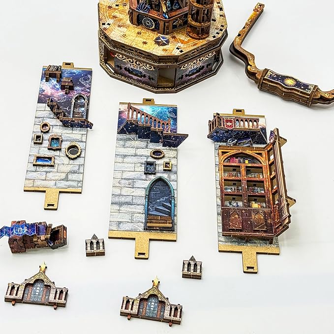 DIY Miniature House Kit, Book Nook Mini House Bookshelf Decor 3D Wooden Puzzle for Adults, Birthday Gift for Family, Friends - Starry Guide Camping Light