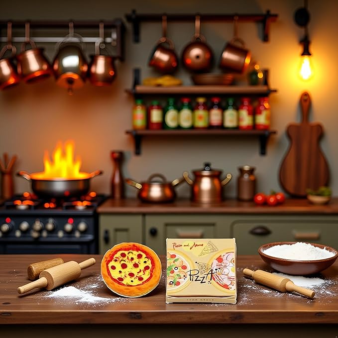 Miniature Pizza Box Set, 1:6 1:12 Dollhouse Food Model Set Doll House Furniture Supplies，Dollhouse DIY Accessories，Dollhouse Furniture Shooting Props