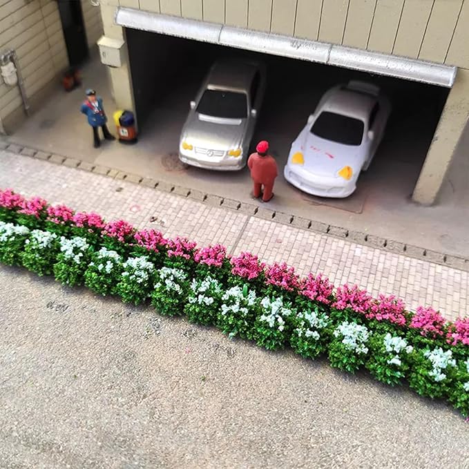 Woohome 12 PCS Flower Cluster Model, Static Grass Model Grass Tufts Set for DIY Miniature Train Landscape Terrain Railway Scenery Decorations