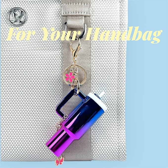 ERTUNA Mini Tumbler Keychain Accessories for Stanley Cup, 2 Way Cute Charms Chapstick Lip Balm Holder for Women Purse Handbag