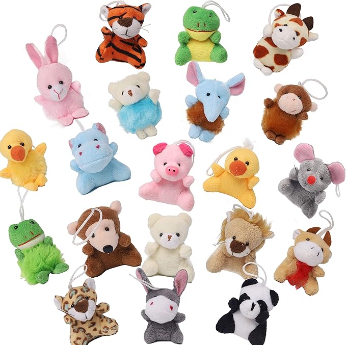 Juegoal 26 Pack Christmas Mini Animal Plush Toy Set, Cute Small Stuffed Animal Keychain Set, Goodie Bag Fillers, Carnival Prizes for Kids, Assortment Kid Valentine Gift Easter Egg Filter Party Favors