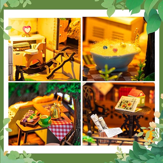 Flever DIY Miniature House Kit, Tiny Home Kit with LED Light, Mini House Build Craft Kits for Adults and Teens, Home Decor Creative Gift for Family/Friends (Fairy Tale Forest)