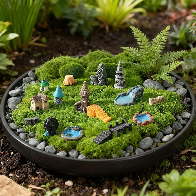 22 Pcs Mini Fairy Garden Accessories - Multicolor Resin, Plastic, Stone - Miniature-Garden-Accessories - Modern Fairy Theme - Perfect for DIY Crafts, Weddings, Birthdays