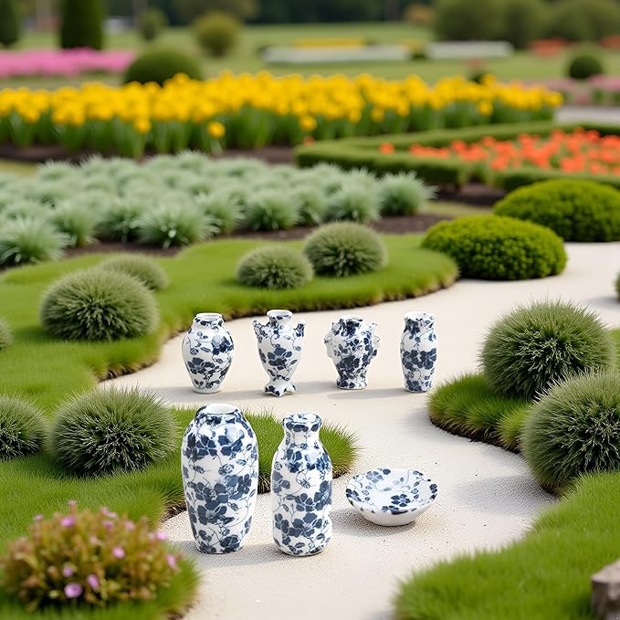 7Pcs 1/12 Miniature Vases Dollhouse Decoration Accessories, DIY Micro Landscaping Decor