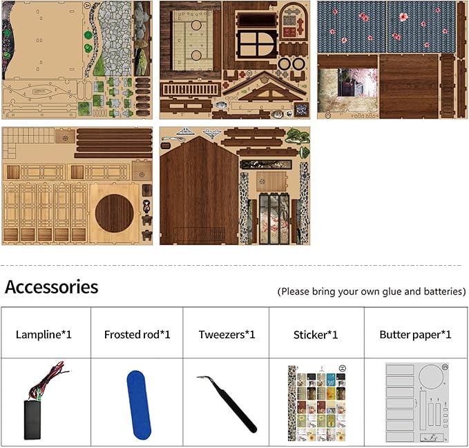 Book Nook Kit - DIY Miniature House Kit for Adults and Teens, Booknook Tiny Japanese Dollhouse Kit Bookshelf Decor 3D Wooden Puzzle, Gifts for Family, Friends