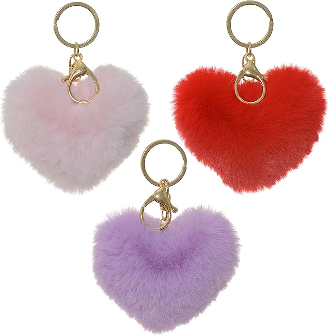 Dreams and Whispers Faux Fur Ball Pom Pom Key Chain Ring for Women Bag Pendant