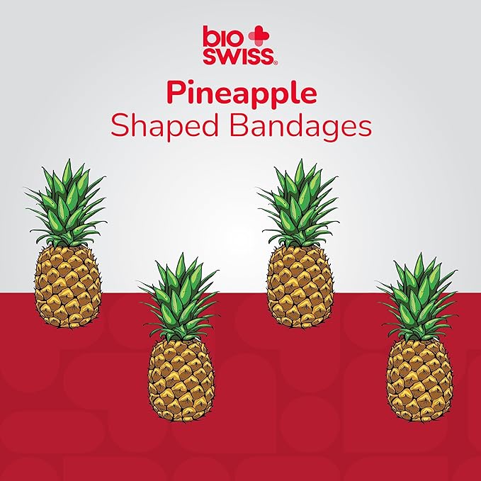 BioSwiss Bandages, Pineapple Shaped Self Adhesive Bandage Set, Latex Free, Sterile Wound Care, 24 Count
