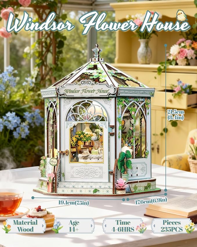 CUTEBEE Garden House Book Nook Kit, DIY Miniature House Kit for Teens Adults, 3D Wooden Puzzle Booknook Tiny House Building Kit for Book Lovers, Gift for Bride and Groom, Family, Friends