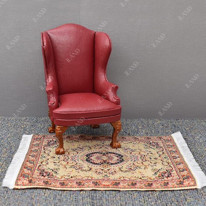 iLAND Miniature Dollhouse Accessories of Carpet for Dollhouse Furniture on 1/12 Scale and 3” - 12” Dolls, Woven Dollhouse Rugs 6” x 3.8” (2pcs Fragrance)