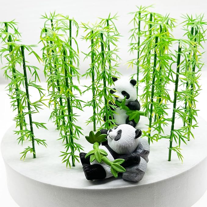 Woohome Model Miniature Bamboo Trees, Green Plastic Bamboo Trees for Building Model, Home Miniature Landscape Landform Diorama Project, 50 PCS, 3.94’’