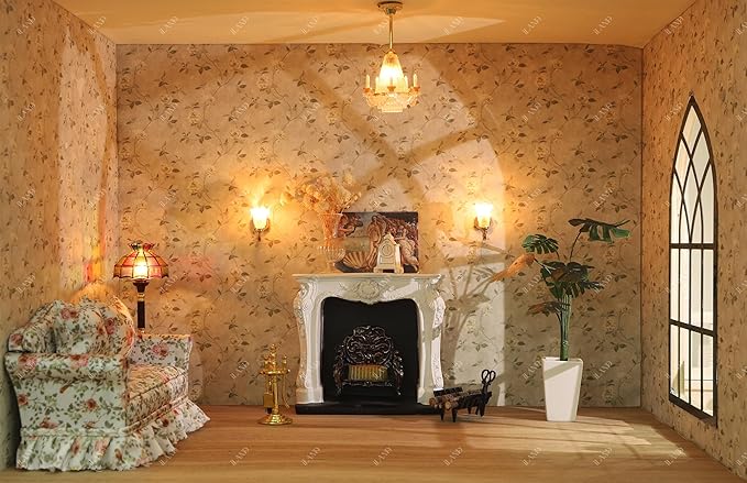 iLAND Dollhouse Wallpaper, Nice 1/12 Scale Accessories & 1/6 Scale Accessories for DIY Dollhouse Décor, 39 * 15.7 inch Beautiful Doll House Wall Paper w/Harmonious Proportions & Realistic Touch