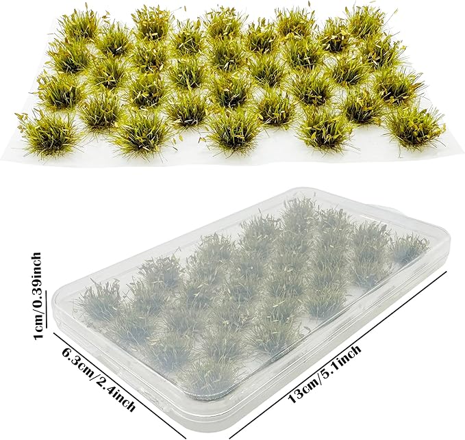 Cayway Miniature Grass Cluster, Static Grass Tuft Model Vegetation Groups for DIY Model Train Landscape Railroad Scenery Grass Tufts Flower (Withered Green and Red)