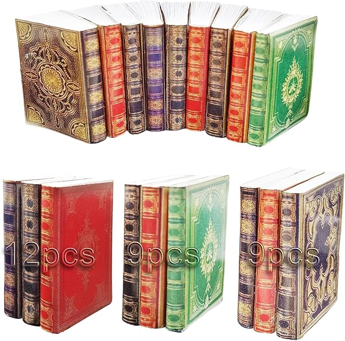 BLMHTWO 30 Pieces 1: 12 Scale Miniature Books Dolls House Books Miniature Books for Dolls House Dolls House Miniatures Writable Page-Turnable Reusable Minature Books for Dolls Bedroom Study Room