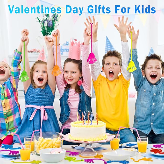 Sticky Hands Bulk 48 PCS Party Favors for Kids 4-8 8-12 Stretchy Sticky Hand Toy Valentines Day Gifts for Kids Goodie Bag Stuffers Fillers Small Classroom Prizes Student Gifts Birthday Party Supplies